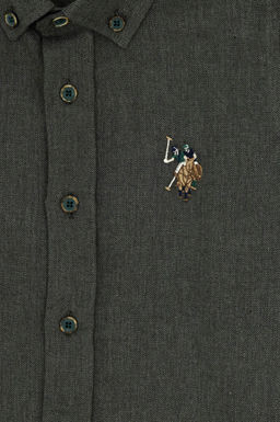 Темно-зеленая рубашка с длинным рукавом для мальчика - U.s. polo assn фото 8