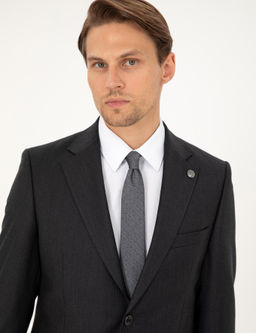 Antrasit Slim Fit _izgili Y_n Tak_m Elbise