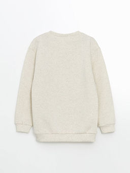 Bisiklet Yaka Bask?l? Erkek ?ocuk Sweatshirt