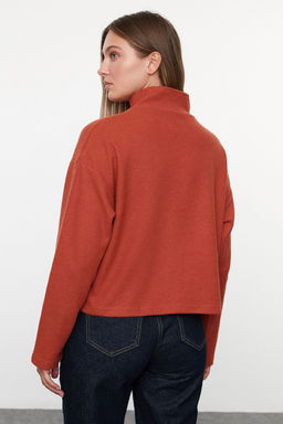 TRENDYOLMILLA Gri Selanik/Triko Gorunumlu Fermuarl? Yaka Regular/Normal Kal?p Orme Sweatshirt TWOAW22SW0732 фото 5