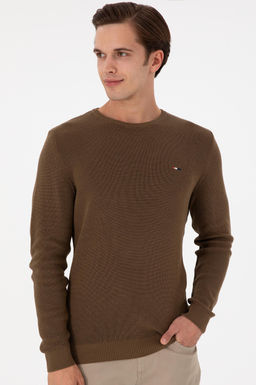 Erkek Slim Fit Bisiklet Yaka Haki Basic Kazak - U.s. polo assn фото 3