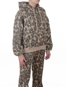 868-6 BEIGE/LEOPARD Костюм спортивный зимний женский (95% хлопок, 5% полиэстер)