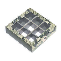 Цена за 2 шт. Коробка для 9 конфет с обечайкой, «Камуфляж» 13.8×13.8×3.8