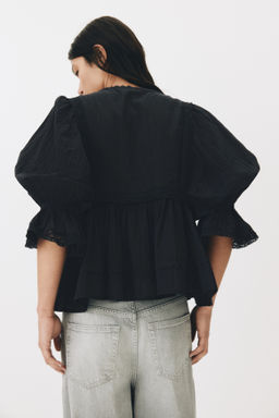 Blusa de algod?n con ribete de encaje - H&m фото 6
