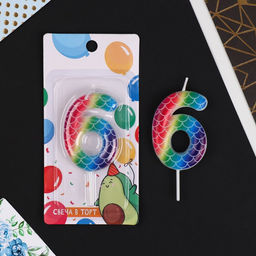 Свеча в торт цифра 6, разноцветная - Страна карнавалия фото 2