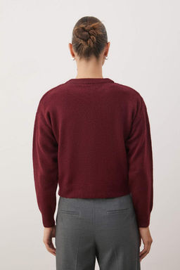 K?rm?z? Yumusak Dokulu Cicek Desenli Triko Kazak TWOAW26KZ00279 - Trendyolmilla фото 4