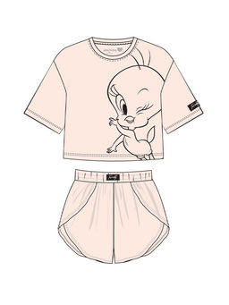Пижама женская PlayToday Tweety из хлопка бежевая фото 9