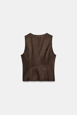 CHALECO EFECTO ANTE BOTONES / Marr?n chocolate - Zara фото 2