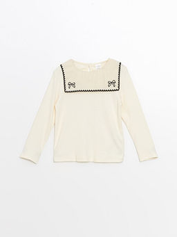 Bisiklet Yaka Uzun Kollu Nak??l? K?z Bebek Ti??rt