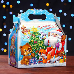 Цена за 5 шт. Подарочная коробка Праздник у зверят , ларец 20 х 12 х 17 см