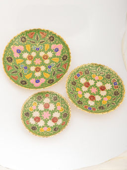 Ваза фруктовница набор из3-х №Фр1554/6 эмаль зеленая) - Ганг фото 3