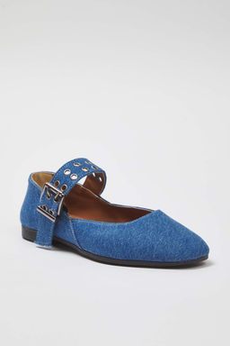 Trendyolmilla Shoes Mavi Denim Kusgozu Detayl? Tokal? Badem Burun Mary Jane Kad?n Babet TAKSS25BE00050  фото 3