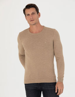 Верблюжий трикотаж приталенного кроя с круглым вырезом - Cacharel фото 3