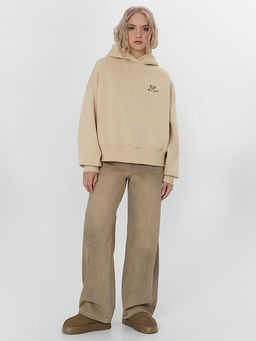 Теплое худи женское бежевое с начесом