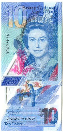 Банкнота 10 долларов 2019 года Восточные Карибы
