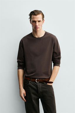 CAMISETA MERCERIZADA MANGA LARGA / Marr?n - Zara фото 2