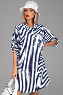 Платье  рубашка Молли (крупная полоска) - Эльза фото 14