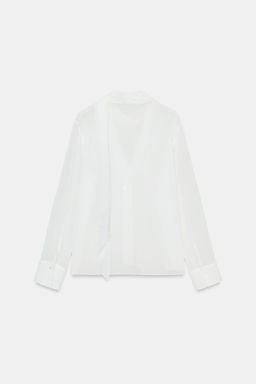 BLUSA SEMITRANSPARENTE FLOR / Blanco - Zara фото 9