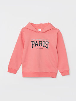 Kap??onlu Bask?l? Uzun Kollu K?z ?ocuk Sweatshirt ve E?ofman Alt? - Waikiki фото 2