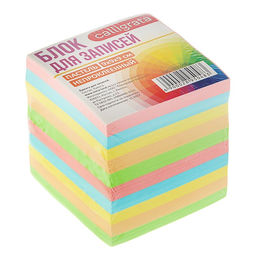 Блок бумаги для записей Calligrata, 9×9×9 см, 80 г/м², непроклеенный, цветной, пастель