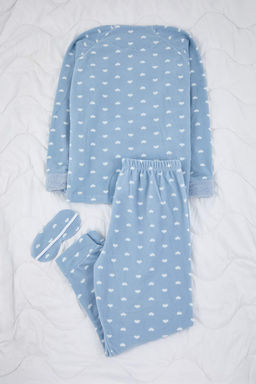 Trendyolmilla Lila 3lu Kalpli Uyku Bantl? Polar K?sl?k Orme Pijama Tak?m? THMAW21PT0666  фото 21