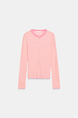 CAMISETA BOTONES RAYAS / Rosa medio - Zara фото 5
