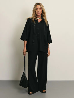 Льняная рубашка свободного кроя / Zarina фото 2