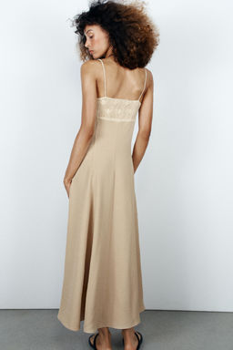 VESTIDO MIDI TIRANTES COMBINADO / Crudo - Zara фото 7