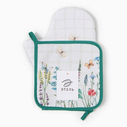 Набор кух. Этель Полевые цветы варежка-прихватка 20х28см, прихватка 19х19см,100% хл фото 4