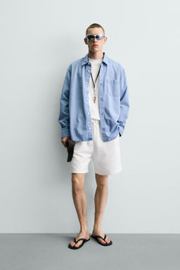 BERMUDA JOGGER B?SICA LAVADA / Blanco