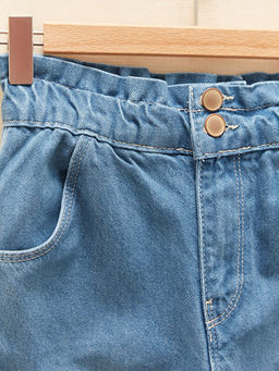 Beli Lastikli Pamuklu K?z ?ocuk Mom Jean Pantolon - Waikiki фото 2