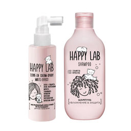 Happy Lab Набор средств для ухода за волосами / Шампунь Увлажнение & Защита + Крем-спрей мультиэффект, 300 мл, 200 мл
