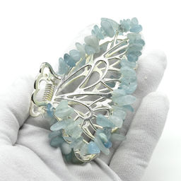 Заколка краб для волос бабочка с аквамарином 8*3,5*5см