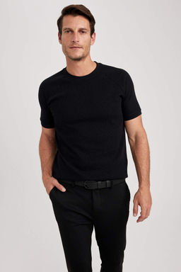 Базовая футболка Modern Fit с круглым вырезом и короткими рукавами - Defacto фото 3