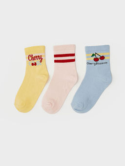 Desenli K?z ?ocuk Soket ?orap 3l?
