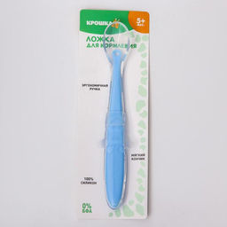Ложка силиконовая детская Жирафик, цвет голубой