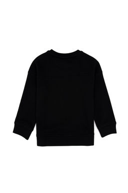 K_z _ocuk Siyah Simli Bask_ Detayl_ Bisiklet Yaka Basic Sweatshirt Sepette S_rpriz _ndirim - U.s. polo assn фото 4