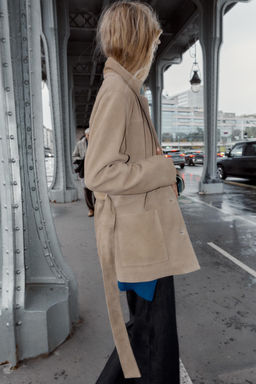 100% LEATHER JACKET WITH BELT - Zara фото 3