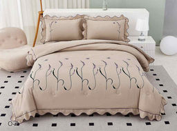 КПБ EFOR COTTONI с вышивкой "стебель" (О-7), капучино евро