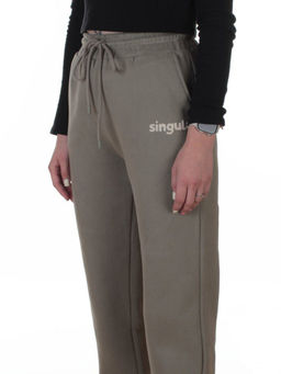 2623 GRAY/GREEN Штаны утепленные спортивные женские (85% хлопок, 10% полиэстер, 5% спандекс)
