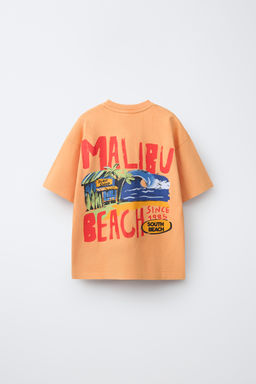 CAMISETA ESTAMPADO BEACH / Naranja