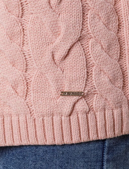 Удлиненный свитер фактурной вязки с узором косы - Vilatte фото 3