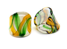 Кольцо из стекла мурано модель 10 цв.жёлто-зелёный Радуга камня