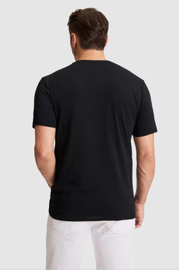 Erkek Siyah Regular Fit Bisiklet Yaka Ti__rt