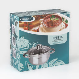 Кастрюля Катунь «Гретта», 4.2 л, d=22 см, с крышкой, капсульное дно, индукция, нержавеющая сталь, AISI - 201, хромированная