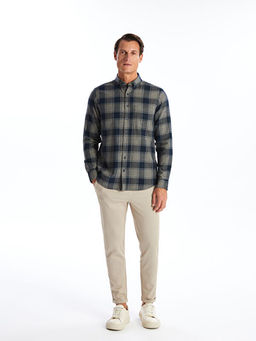 Regular Fit Uzun Kollu Ekose Gabardin Erkek G?mlek