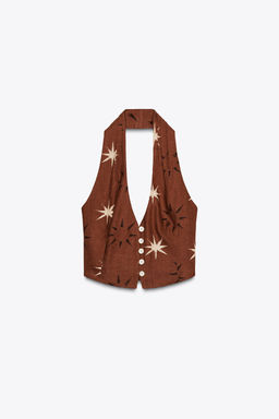 SUN PRINT LINEN BLEND TOP - Zara фото 6
