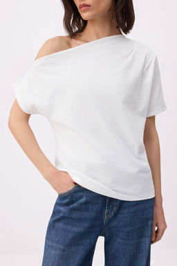 Ekru Regular/Normal Kal?p Kay?k Yaka K?sa Kollu 24/1 penye suprem Orme T-Shirt TWOSS26TS00184 - Trendyolmilla фото 3