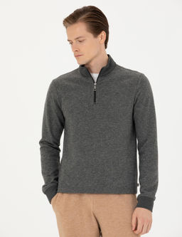 Толстовка на полумолнии антрацитового цвета