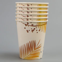 Набор бумажной посуды Золотой узор! Природа: 6 тарелок, 6 стаканов, скатерть - Simaland фото 3